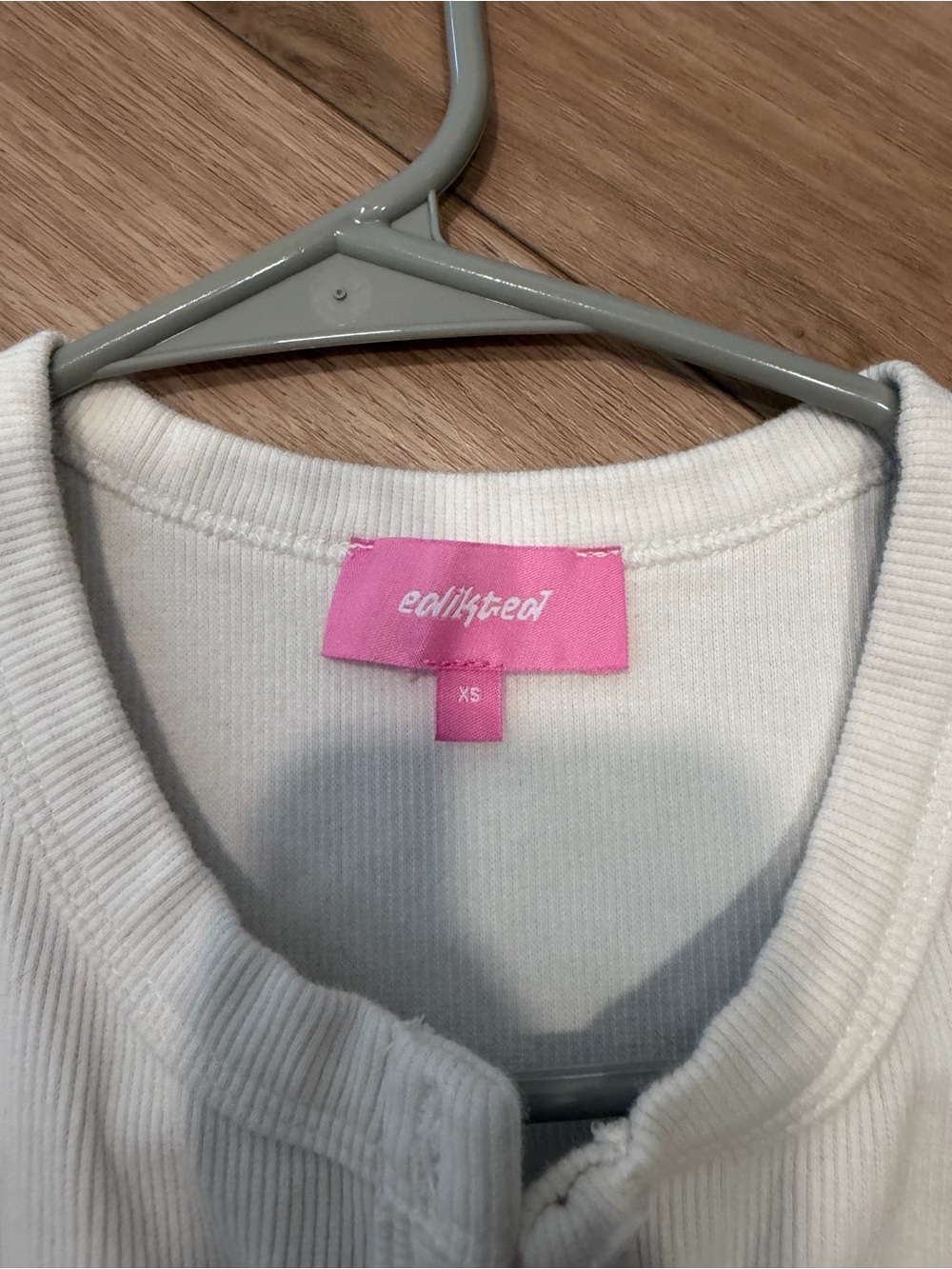 Edikted Cream Ribbed Button-Front Tank Top - Picture 2 of 3